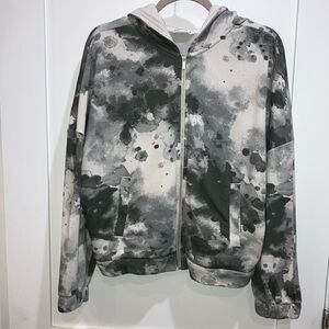 Shambhala women’s large grey tie dye zip hoodie sweater